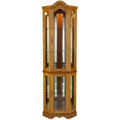 Southern Enterprises Golden Oak Lighted Corner Curio Cabinet