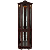 Southern Enterprises Mahogany Lighted Corner Curio Cabinet