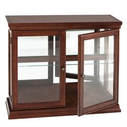 Southern Enterprises Mahogany Curio Console/Sofa Table with Glass Doors Best Price