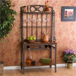 Southern Enterprises Decorative Bakers Rack with Wine Storage