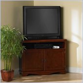 Southern Enterprises Cherry Wood Corner TV Stand in Cherry