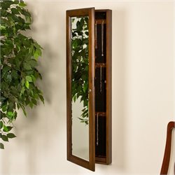 Southern Enterprises Wall-Mount Jewelry Mirror - Warm Burnish Walnut
