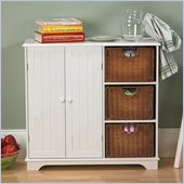 Southern Enterprises White Sideboard with Wicker Drawers