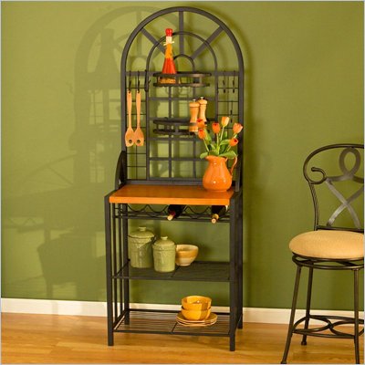 Southern Enterprises Dome Bakers Rack with Wine Storage