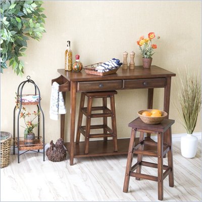 Southern Enterprises 3 Piece Breakfast Bar Set in Espresso