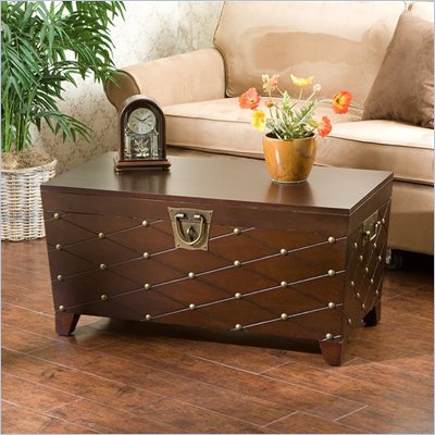 Southern Enterprises Espresso Nailhead Cocktail Table Trunk