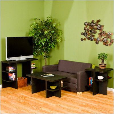 Southern Enterprises Contemporary Black Coffee Table and End Table Set
