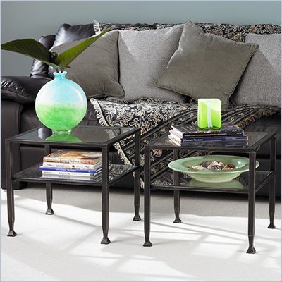 Southern Enterprises Black Coffee Table with Glass Top