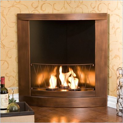 Southern Enterprises Copper Finish Corner Gel Fireplace