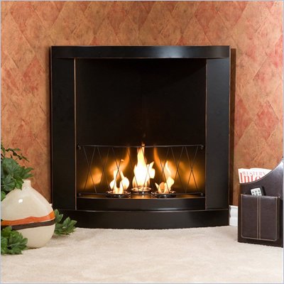 Southern Enterprises Black/Copper Trim Gel Corner Fireplace
