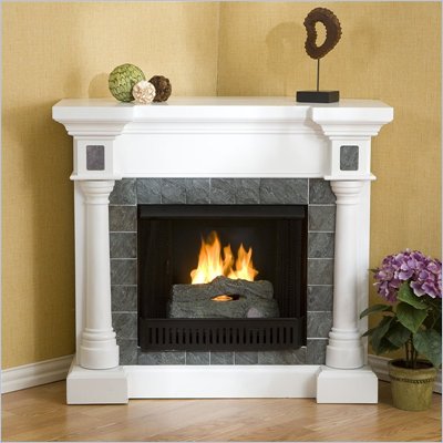 Southern Enterprises Slate White Corner/Flat Fireplace
