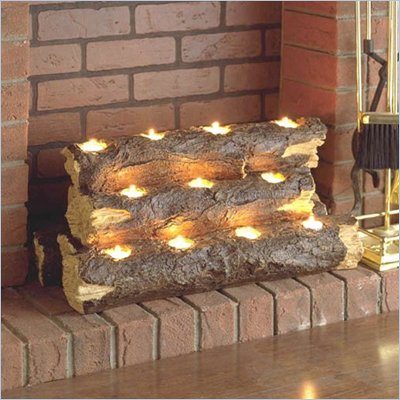 Southern Enterprises Resin Tealight Fireplace Log Set