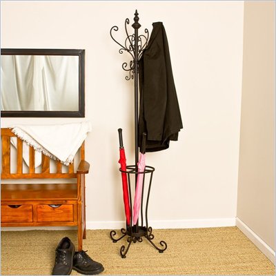 Southern Enterprises Iron Standing Coat Rack and Umbrella Rack