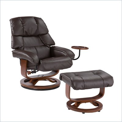 Southern Enterprises Leather Recliner And Ottoman In Cafe Brown 