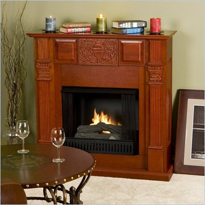 Southern Enterprises Marquis Free Standing Ventless Fireplace in Mahogany