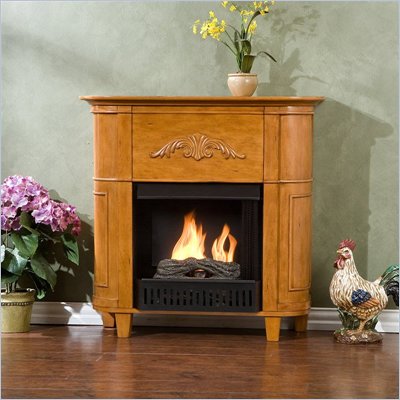 Southern Enterprises Mayfair Plantation Oak Free Standing Fireplace