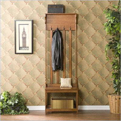 Southern Enterprises Mission Oak Hall Tree Entry Bench