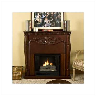 Southern Enterprises Raphael Free Standing Carved Fireplace in Classic Mahogany