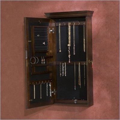 Southern Enterprises Roma Wall Mount Locking Jewelry Armoire in Espresso