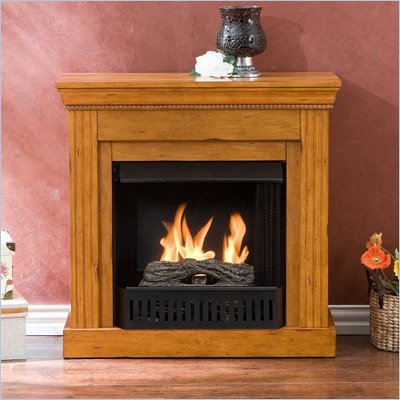 Southern Enterprises Walden Plantation Oak Ventless Free Standing Fireplace