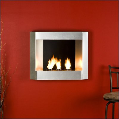 Southern Enterprises Wall Mount Silver Gel Fireplace