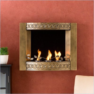 Southern Enterprises Antique Gold Wall Mount Gel Fireplace
