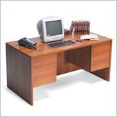 Global Adaptabilities Double Pedestal Wood Credenza Desk in Avant Honey