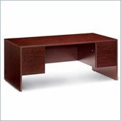 Global Genoa 72 Double Pedestal Wood Office Desk in Mahogany