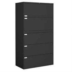 Global Total Office 9300P 5 Drawer Lateral Metal File Storage Cabinet with Full Length Pulls