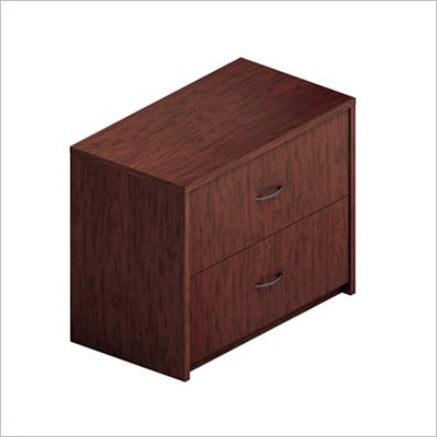 Global Total Office Genoa 2 Drawer Lateral Wood File Storage Cabinet in Mahogany