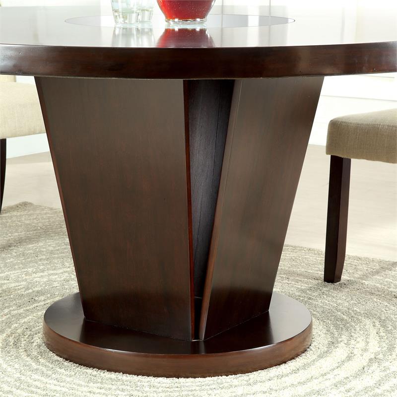 Furniture of America Janna Wood 7Piece Round Dining Set in Espresso