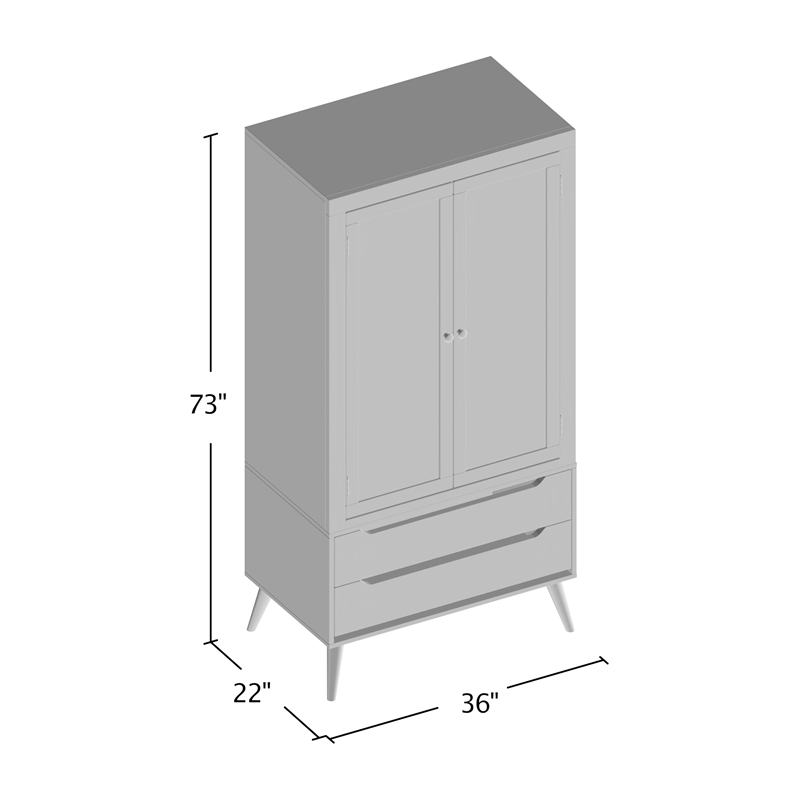 Furniture Of America Belkor Mid Century Modern Solid Wood Armoire In