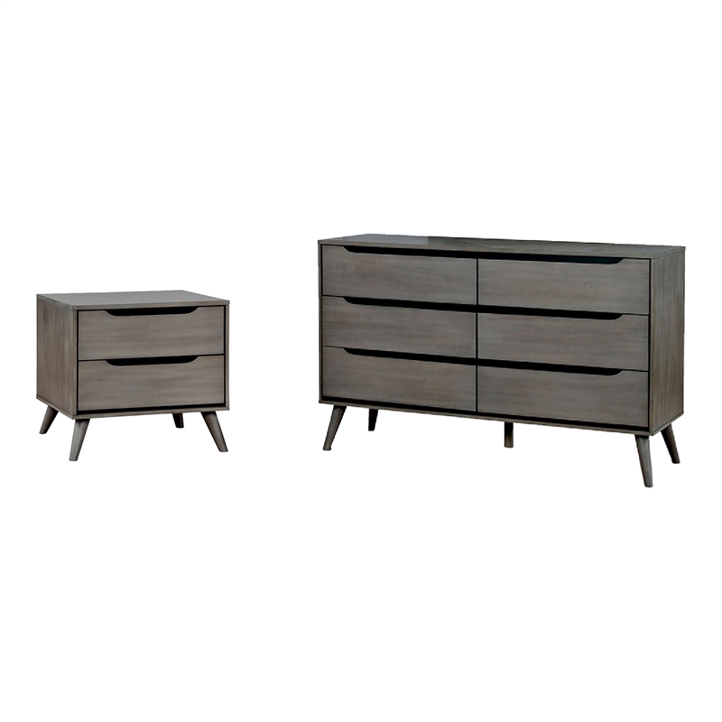 Furniture Of America Belkor Wood 2 Piece Dresser And Nightstand Set In