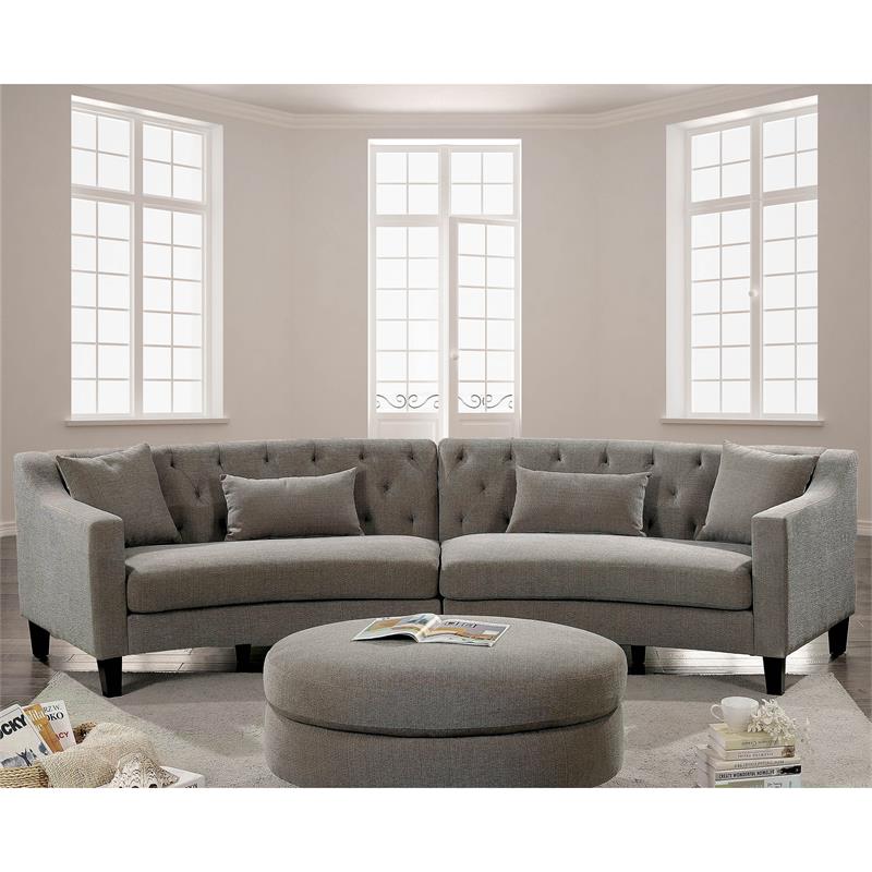 Grey Chenille Sectional Sofa Baci Living Room