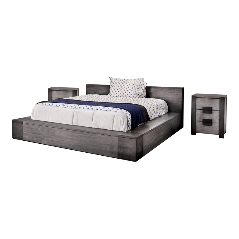 Foa Elbert Rustic Piece Gray Solid Wood Bedroom Set Cal King