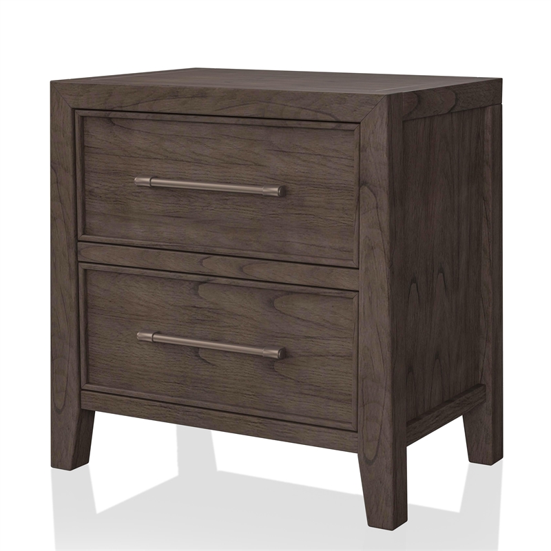 Foa Hamson Piece Gray Wood Bedroom Set Cal King Nightstand