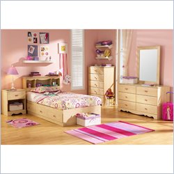 South Shore Furniture Lily Rose Kids Twin Captain Storage Bed Box and Bookcase Headboard