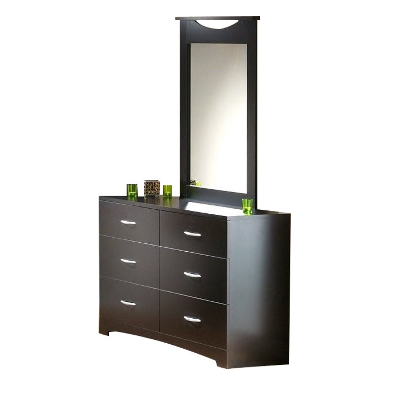 South Shore Back Bay Double Dresser And Mirror Set In Dark