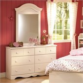 South Shore Summer Breeze Double Dresser and Mirror Set in White Wash