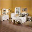 ADD TO YOUR SET: South Shore Summer Breeze Transitional Country Kids Full Wood Bed Frame Only in White Wash Finish