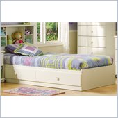 South Shore Sand Castle Twin Mates Storage Bed Frame Only in Pure White Finish