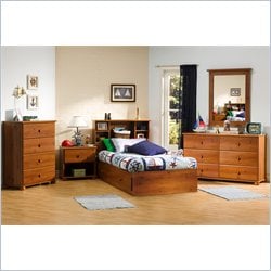 South Shore Sand Castle Kids Twin Wood Mates Storage Bed 5 Piece Bedroom Set in Sunny Pine