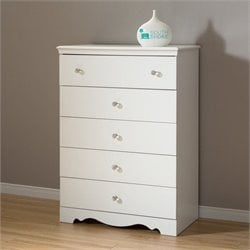 South Shore Crystal Kids 5 Drawer Chest in Pure White Finish