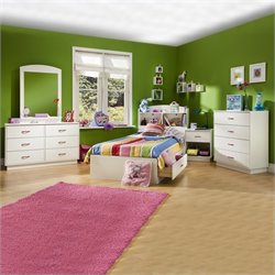 South Shore Furniture Logik Kids Wood White Captain's Bed 5 Piece Bedroom Set