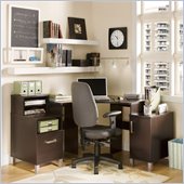 South Shore Element Home Office Corner Computer Desk in Chocolate Finish