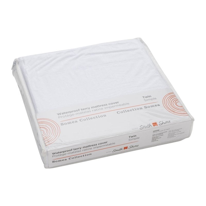 South Shore Somea Twin Waterproof Mattress Cover in White