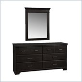 South Shore Versa Double Dresser and Mirror Set in Black Ebony