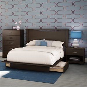 Bedroom Sets Cheap on Bay Dark Chocolate Queen Wood Storage Platform Bed 3 Piece Bedroom Set
