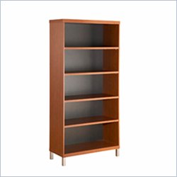 South Shore Metropole 5 Shelf  Wood Bookcase in Cherry and Black