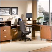 South Shore Metropole Contemporary L-Shape Corner Computer Desk in Autumn Cherry and Black Finish